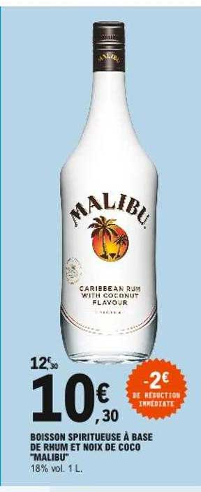 boisson spiritueuse à base de rhum et noix de coco "malibu"