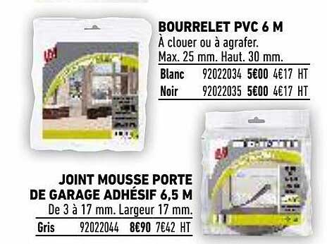 bourrelet pvc 6 m, joint mousse porte de garage adhésif 6,5 m