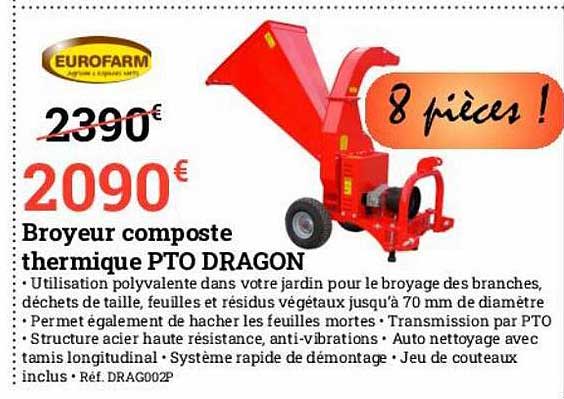 broyeur composte thermique pto dragon