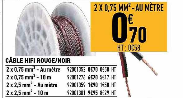 Câble Hifi Rouge-noir