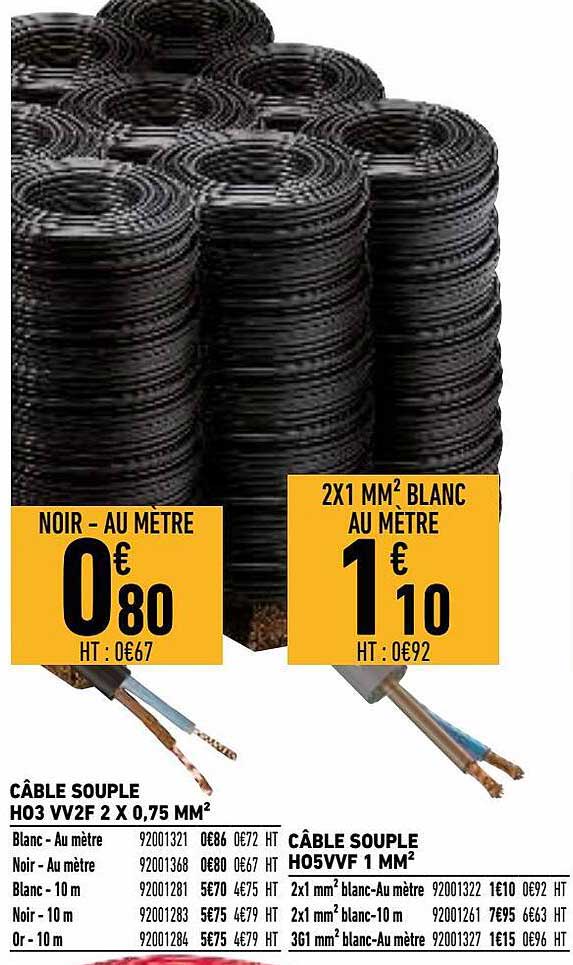 câble souple h03 vv2f 2 x 0,75 mm²