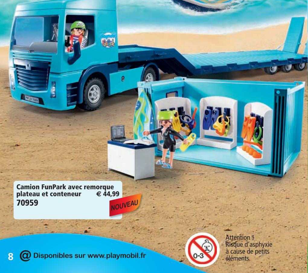 Camion FunPark Avec Remorque Plateau Et Conteneur