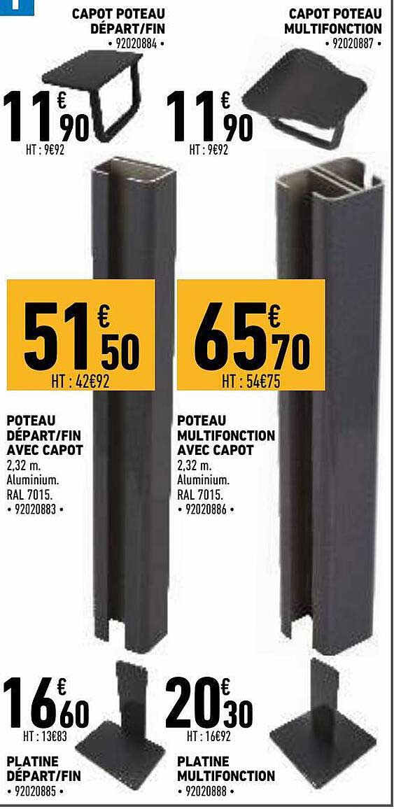 Capot Poteau Départ-fin, Capot Poteau Multifonction, Poteau Départ-fin Avec Capot, Poteau Multifonction Avec Capot, Platine Départ-fin, Platine Multifonction