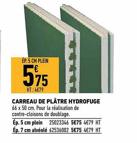 carreau de plâtre hydrofuge