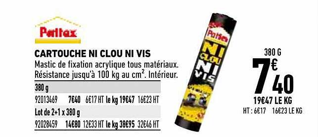 cartouche ni clou ni vis pattex