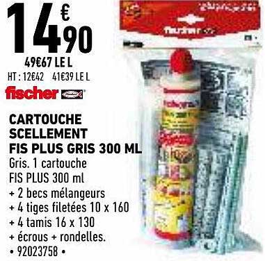 cartouche scellement fis plus gris 300 ml fischer