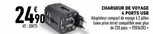 chargeur de voyage 4 ports usb