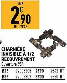 charnière invisible à 1-2 recouvrement