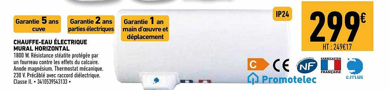 chauffe-eau électrique mural horizontal