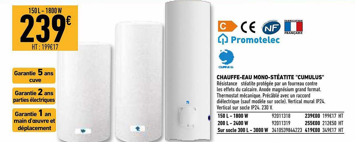 chauffe-eau mono-stéatite "cumulus"