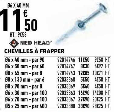 chevilles à frapper red head