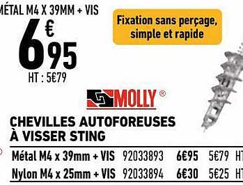 chevilles autoforeuses à visser sting molly