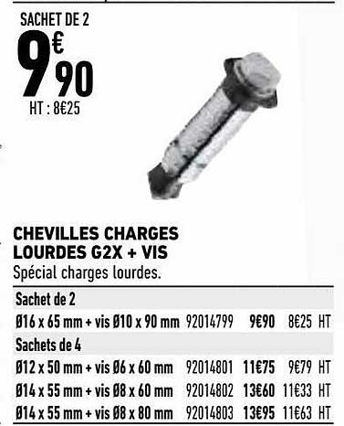 Chevilles Charges Lourdes G2x + Vis
