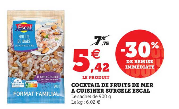 cocktail de fruits de mer à cuisiner surgelé escal