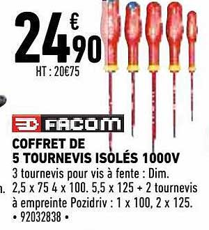 coffret de 5 tournevis isolés 1000v facom