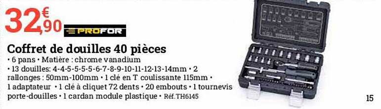 coffret de douilles 40 pièces profor