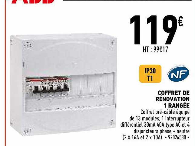 coffret de rénovation 1 rangée