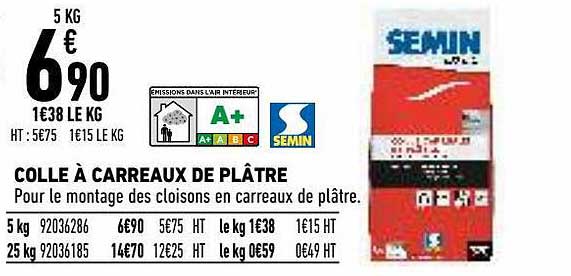 colle à carreaux de plâtre semin