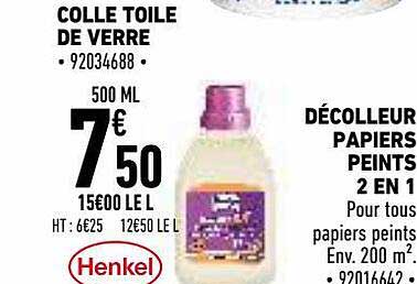 colle toile de verre henkel, décolleur papiers peints 2 en 1