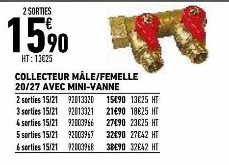 collecteur mâle-femelle 20-27 avec mini-vanne