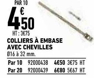 colliers à embase avec chevilles