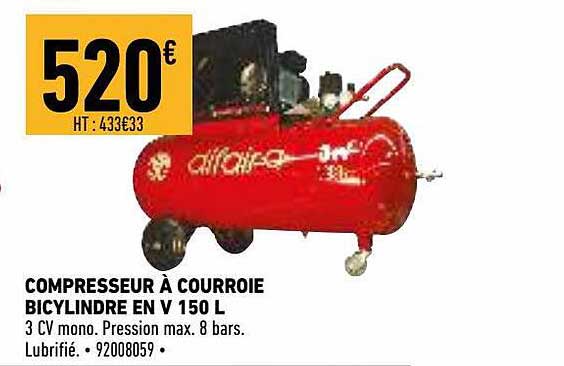compresseur à courroir bicylindre en v 150 l