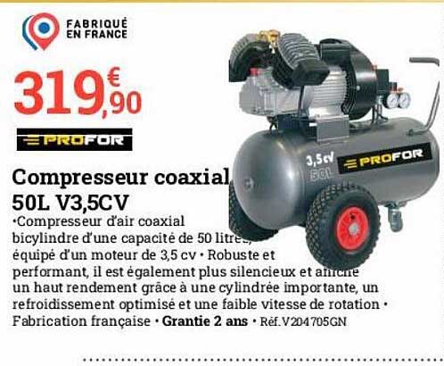 compresseur coaxial 50l v3.5cv profor