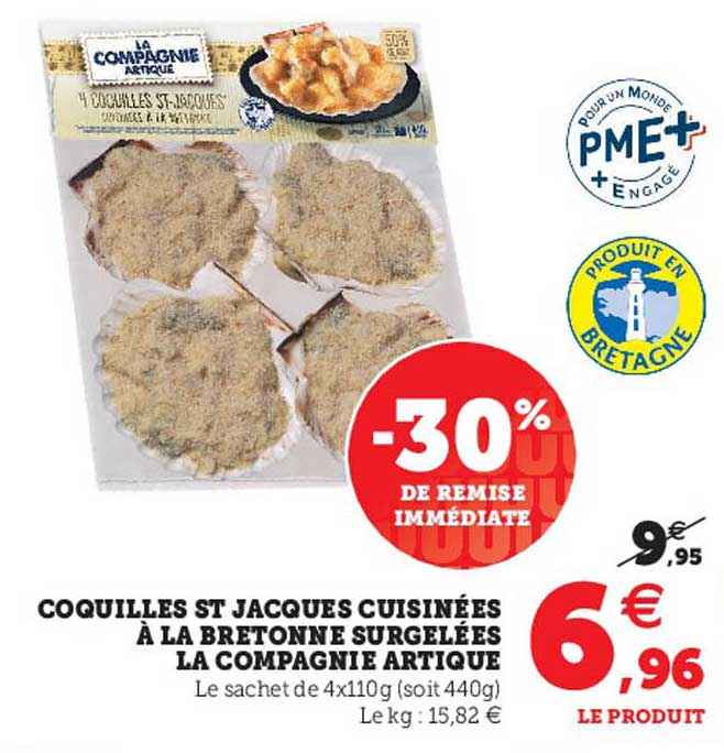 coquilles st jacques cuisinées à la bretonne surgelées la compagnie artique