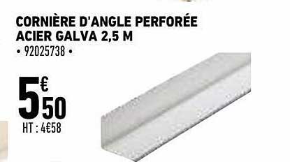 cornière d'angle perforée acier galva 2,5 m