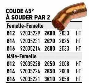 coude 45° à souder par 2
