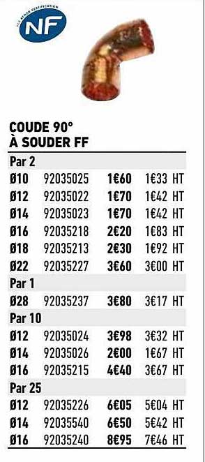 coude 90° à souder ff