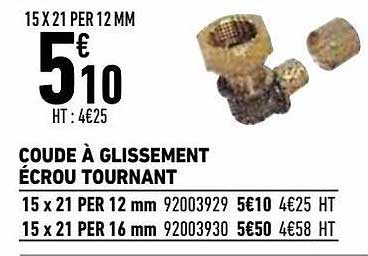 coude à glissement écrou tournant