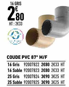 coude pvc 87° m-f