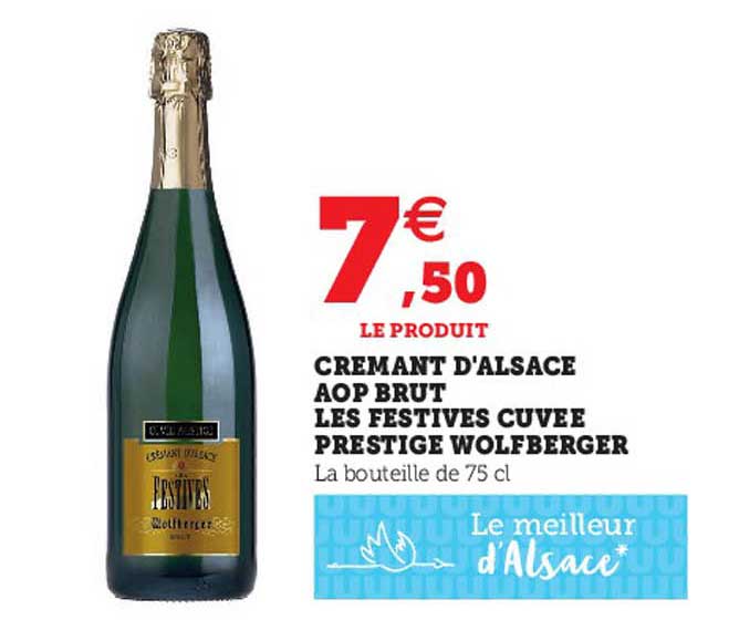 crémant d'alsace aop brut les festives cuvée prestige wolfberger