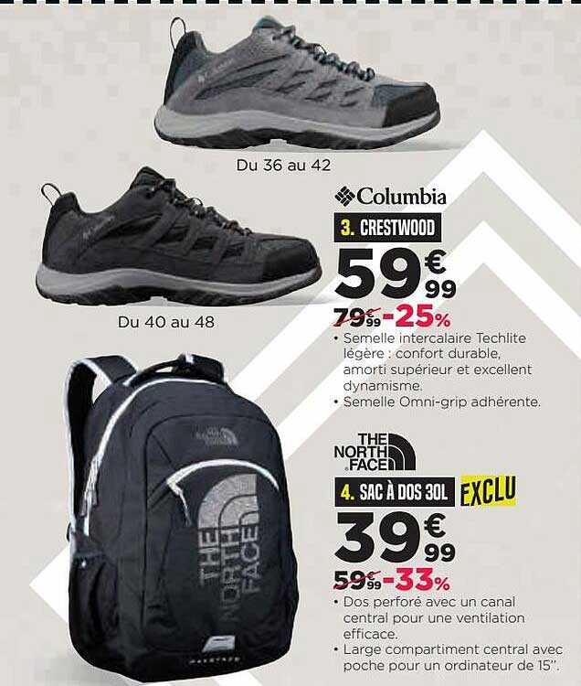 crestwood columbia, sac à dos 30l the north face