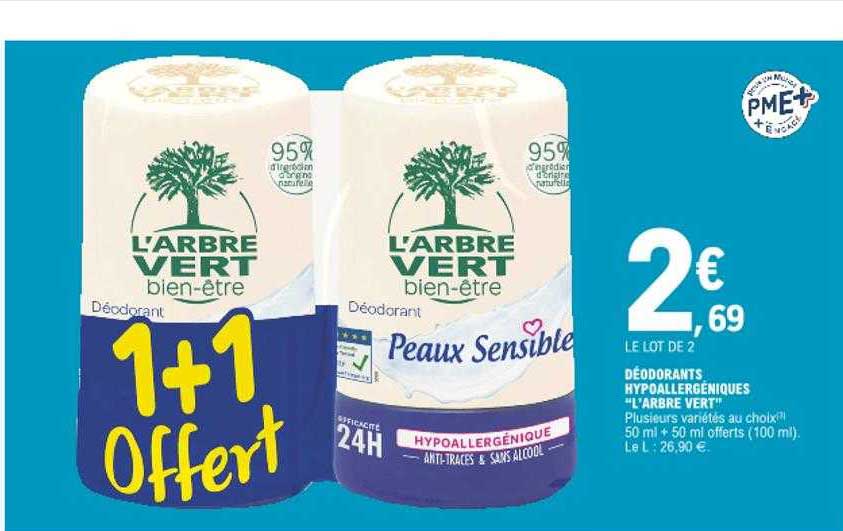 déodorants hypoallergéniques "l'arbre vert"