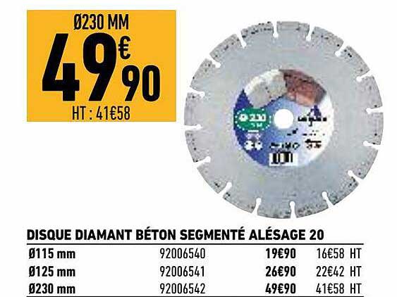 disque diamant béton segmenté alésage 20