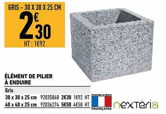 élément de pilier à enduire