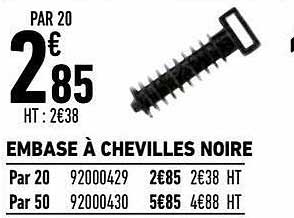 embase à chevilles noire