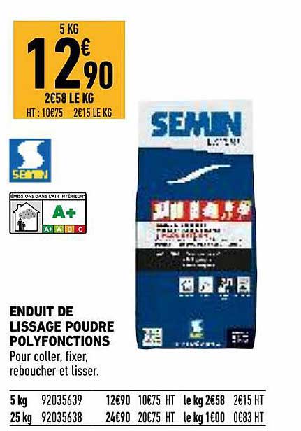 enduit de lissage poudre polyfonctions semin