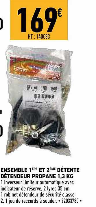 ensemble 1ère et 2ème détente détendeur propane 1,3 kg