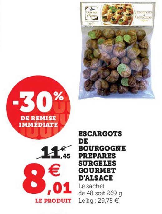 Escargots De Bourgogne Préparés Surgelés Gourmet D'alsace