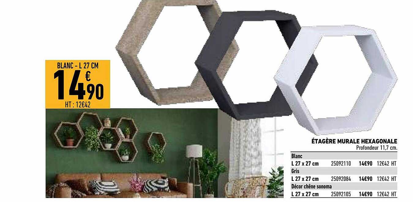 étagère murale hexagonale