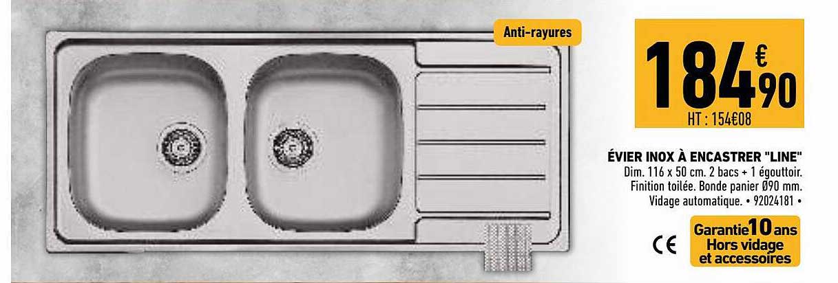 évier inox à encastrer "line"