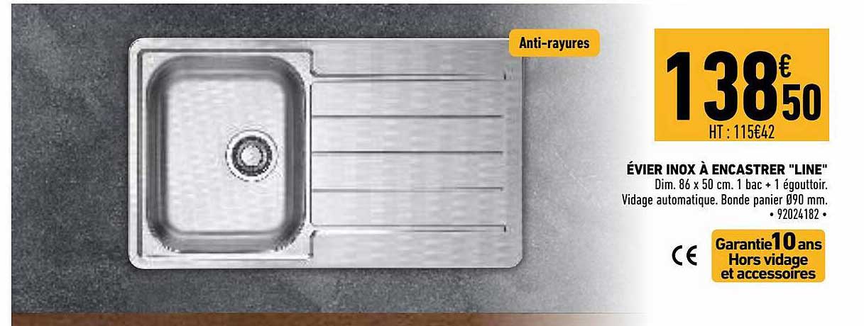 évier inox à encastrer "line"