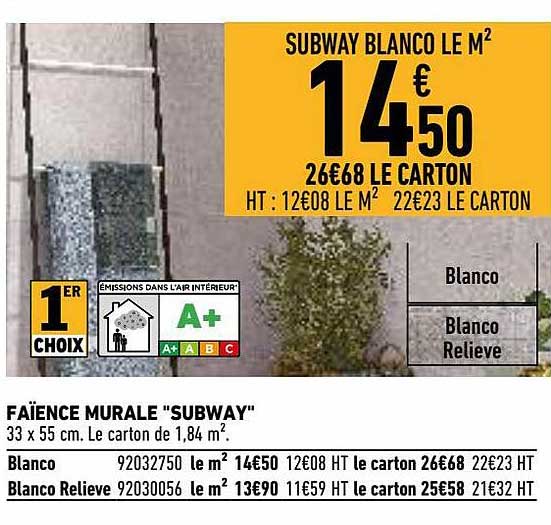 faïence murale "subway"