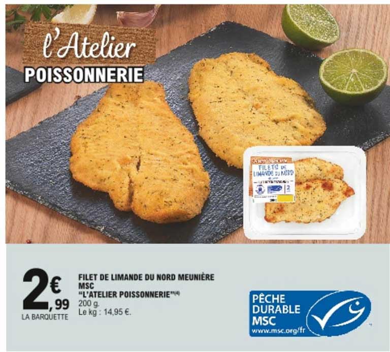 Filet De Limande Du Nord Meunière Msc "l'atelier Poissonnerie"