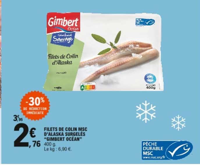 filets de colin msc d'alaska surgelés "gimbert océan