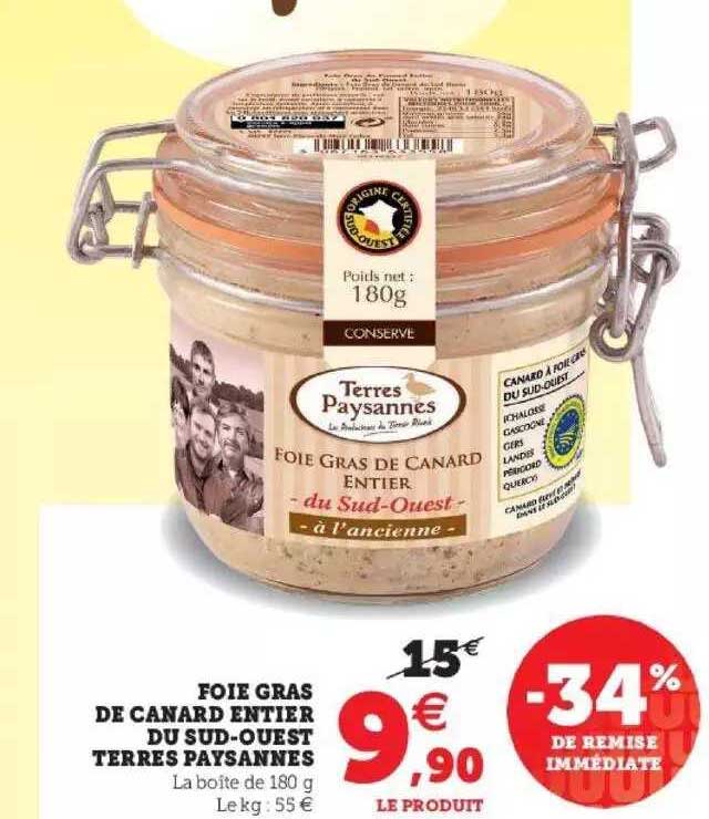 foie gras de canard entier du sud-ouest terres paysanne