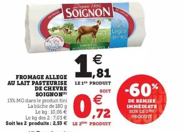 Fromage Allégé Au Lait Pasteurisé De Chèvre Soignon